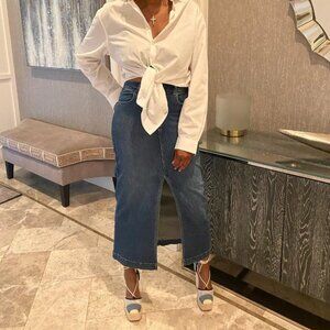 Denim front split skirt